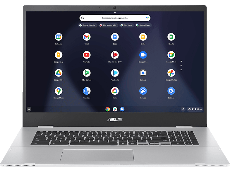 ASUS Chromebook CX1 Laptop | 17,3″ HD+ entspiegeltes Dispaly | Intel Celeron N4500 | 8 GB RAM | 128 GB eMMC | Intel UHD Graphics | ChromeOS | QWERTZ Tastatur | Transparent Silver