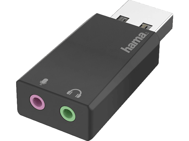 HAMA USB-Stecker auf 2x 3.5-mm-Klinke-Buchse USB Soundkarte, Schwarz