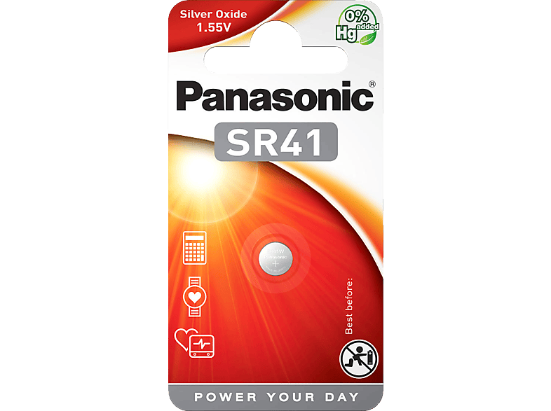 PANASONIC SR 41 EL SR41 Knopfzelle, Silber-Oxid, 1.55 Volt, 45 mAh