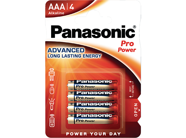PANASONIC 00265999 LR03PPG/4BP AAA Batterie, Alkaline, 1.5 Volt