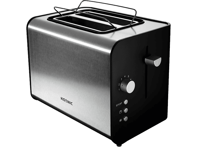 KOENIC KTO 120 Toaster Edelstahl/Schwarz (870 Watt, Schlitze: 2)