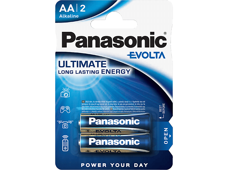 PANASONIC LR6EGE/2BP Evolta AA Batterie, Alkaline, 1.5 Volt