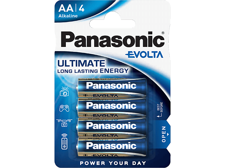 PANASONIC LR6EGE/4BP Evolta AA Batterie, Alkaline, 1.5 Volt