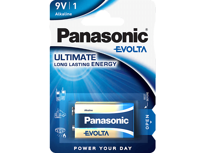 PANASONIC 6LR61EGE/1BP Evolta E-Block Batterie, Alkaline, 9 Volt