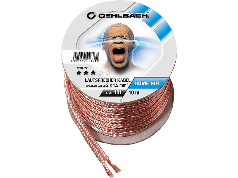 OEHLBACH Speaker Wire SP-15 1000, Lautsprecherkabel, 10 m