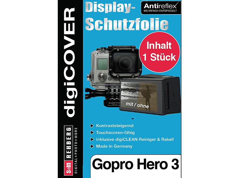 S+M digiCOVER für GoPro Hero3, 3+ Monitor, Monitorschutzfolie Antireflex, Transparent