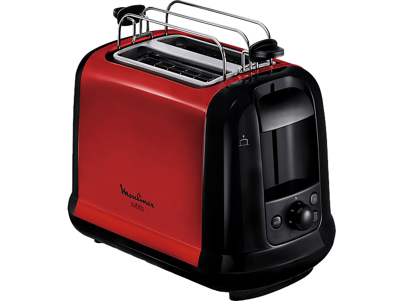 MOULINEX LT 261 D Toaster Metallic/Rot/Schwarz (850 Watt, Schlitze: 2)