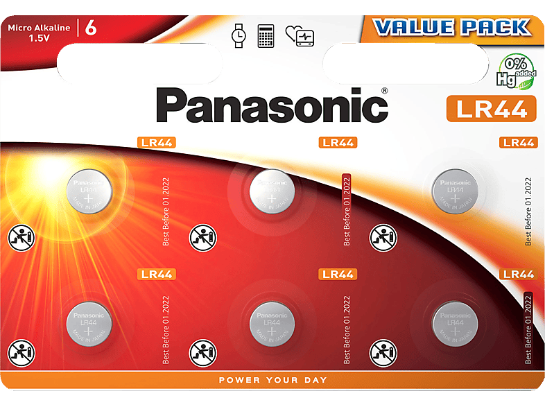 PANASONIC LR44 Knopfzelle, Alkaline, 1.5 Volt