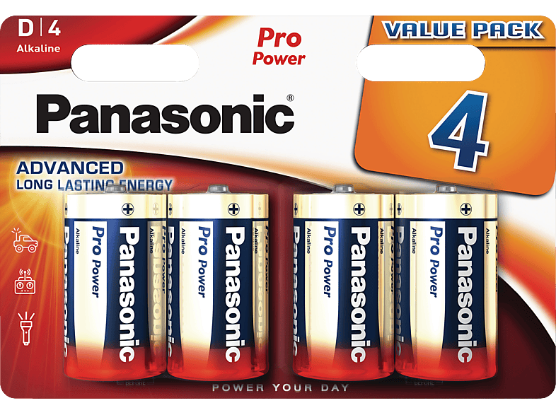 PANASONIC LR20PPG/4BW LR20 Batterien, Alkaline, 1.5 Volt 4 Stück