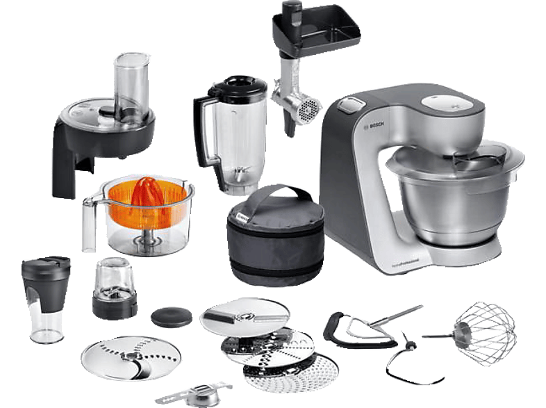 BOSCH MUM59S81DE Home Professional Küchenmaschine Silber/Anthrazit (Rührschüsselkapazität: 3,9 l, 1000 Watt)