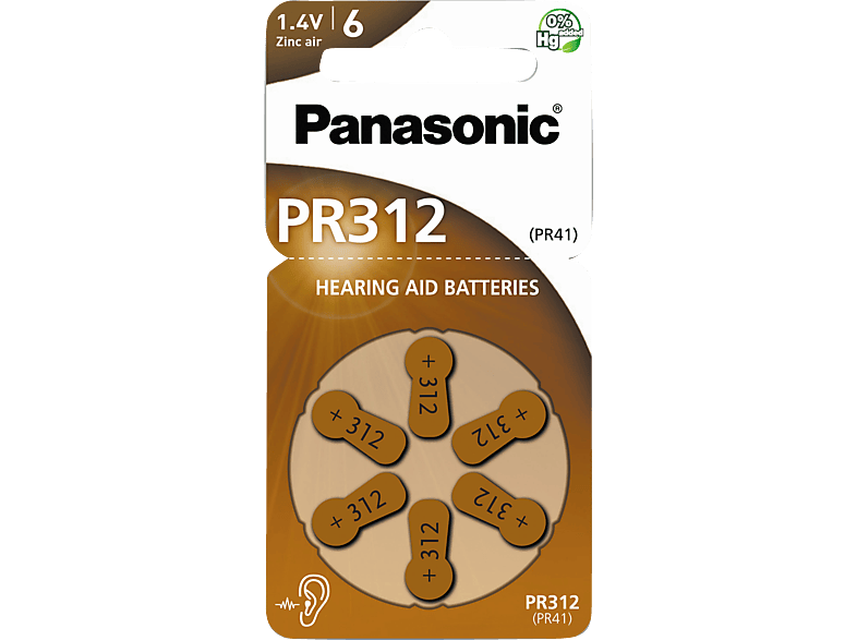 PANASONIC PR-312/PR-41 41 Knopfzelle, Zink-Luft, 170 mAh