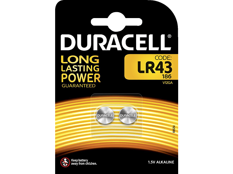 DURACELL Specialty LR43 Batterie, Alkaline, 1.5 Volt 2 Stück