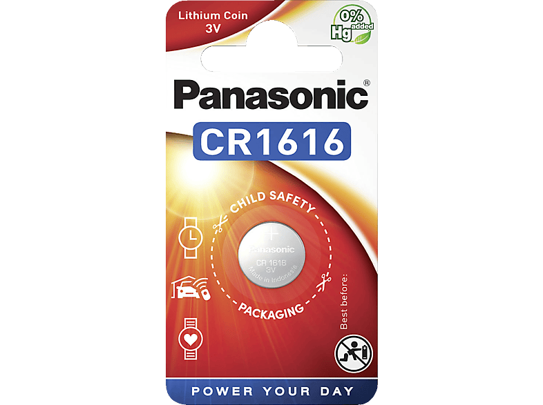 PANASONIC CR 1616EP/1BB CR1616 Knopfzelle, Li-Ion, 3 Volt