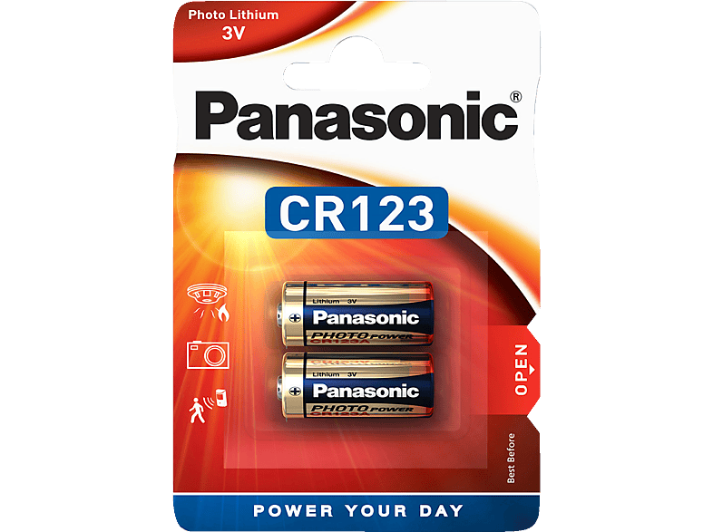 PANASONIC 2B222572 CR123A Batterie, Lithium Metall, 3 Volt