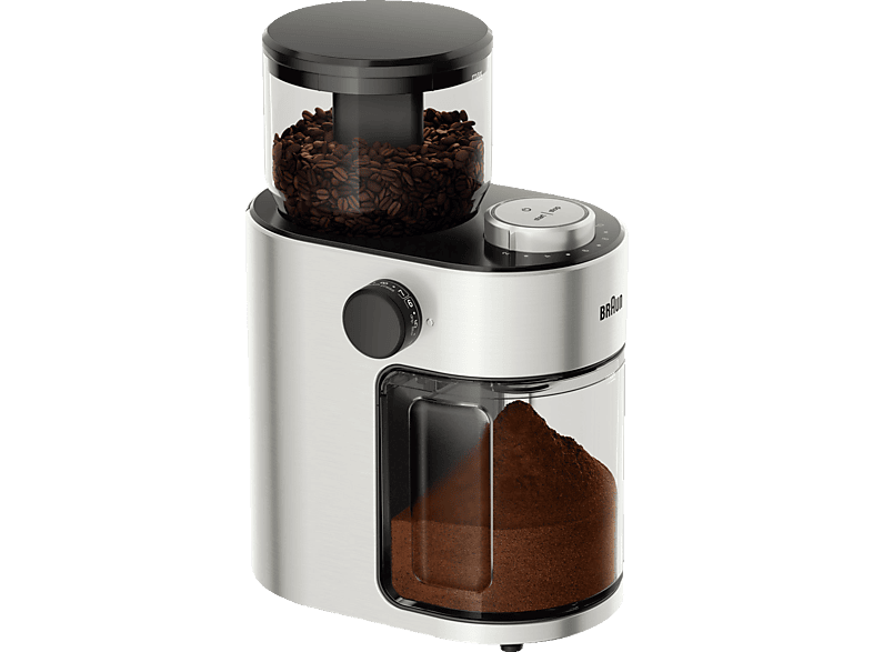 BRAUN FreshSet KG 7070 Kaffeemühle Silber/Schwarz 110 Watt, Scheibenmahlwerk
