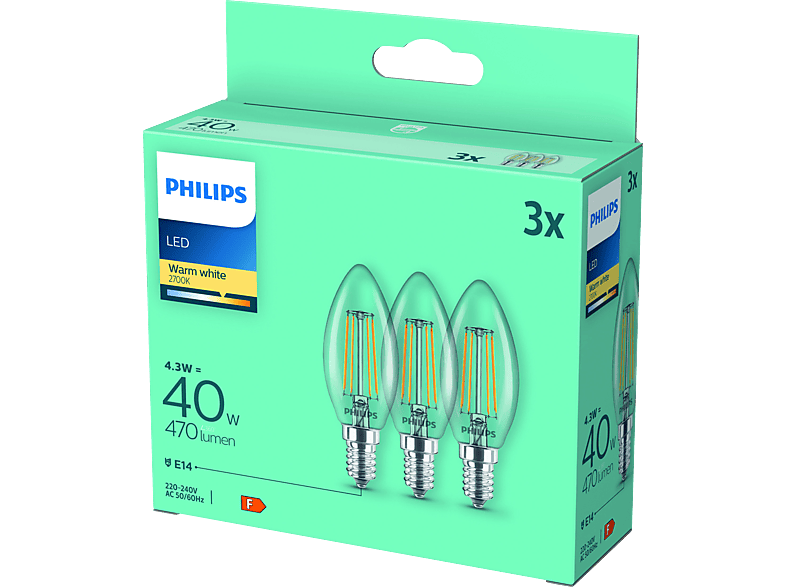 PHILIPS LED Classic 3er Pack Leuchtmittel Warmweiß