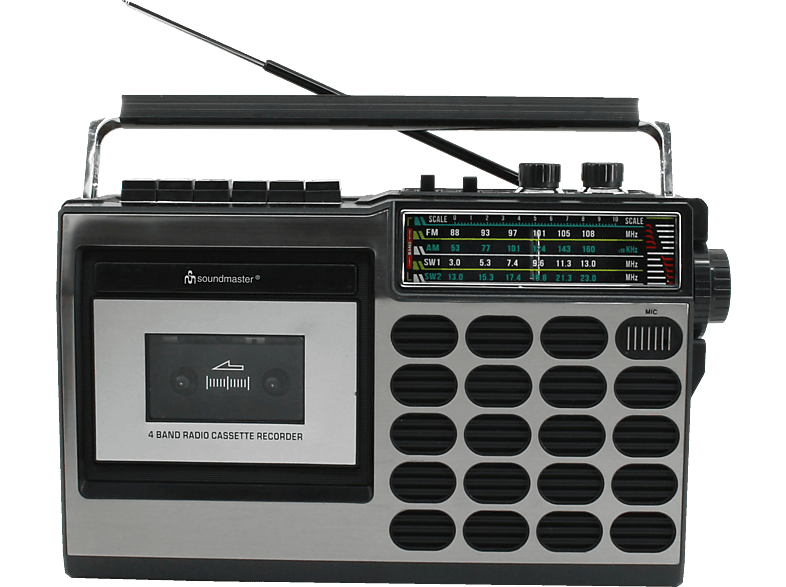 SOUNDMASTER RR18SW Radiokassettenrecorder, Analog, FM, AM, KW, Schwarz