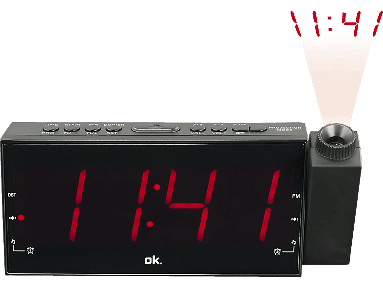 OK. OCR 161-PR Projektions-Uhrenradio, FM, AM, Schwarz