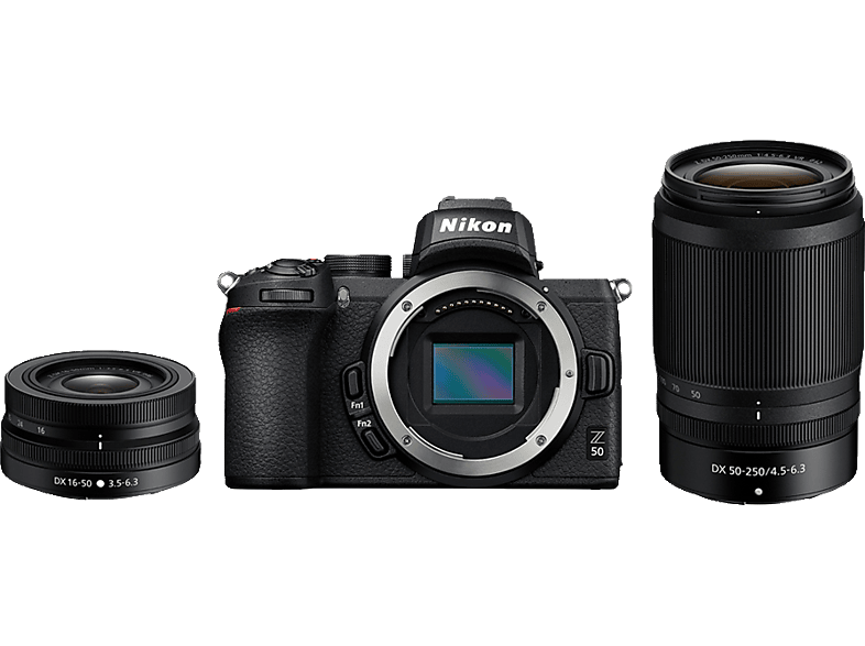 NIKON Z 50 Kit Systemkamera mit Objektiv 16-50 mm + 50-250 mm, 8 cm Display Touchscreen, WLAN