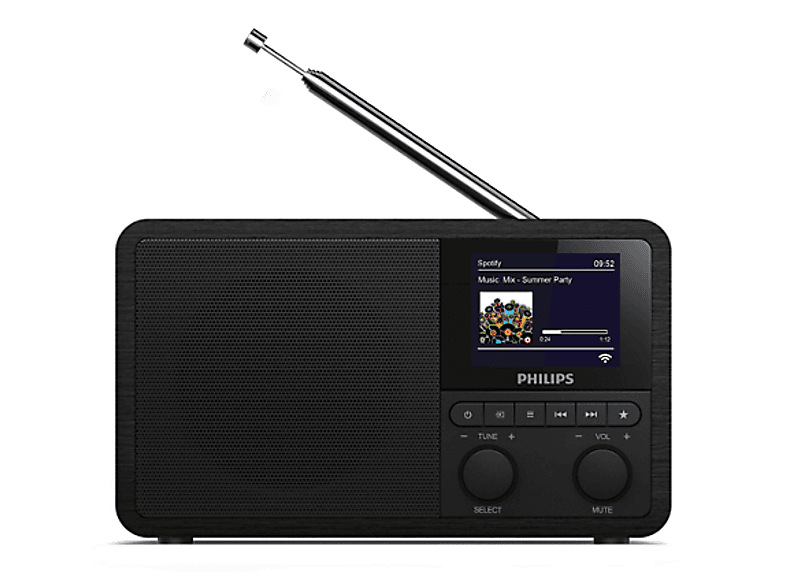 PHILIPS PR 802 Internetradio, DAB, Internet Radio, AM, FM, DAB+, Bluetooth, Schwarz