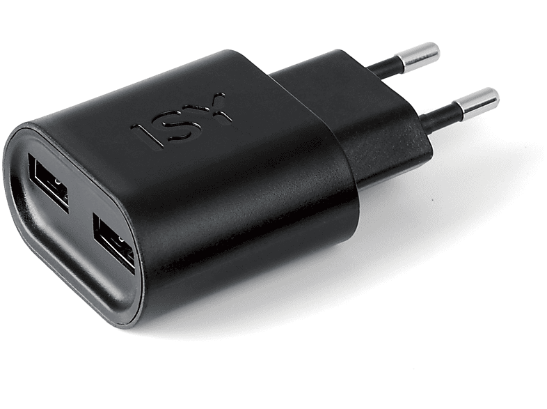 ISY IW-5000-1 2 Port USB Reiselader Universal, Schwarz