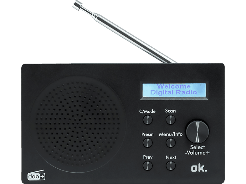 OK. ORD 101 BT-B-1 Tragbares Digitalradio, FM, DAB+, DAB, Bluetooth, Schwarz