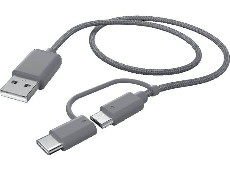 HAMA 2in1 USB-A auf Micro-USB/USB Typ-C, Kabel, 1 m, Grau