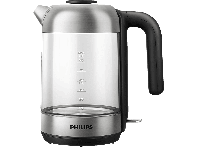 PHILIPS HD9339/80 Serie 5000 1.7 Liter Wasserkocher, Schwarz/Silber