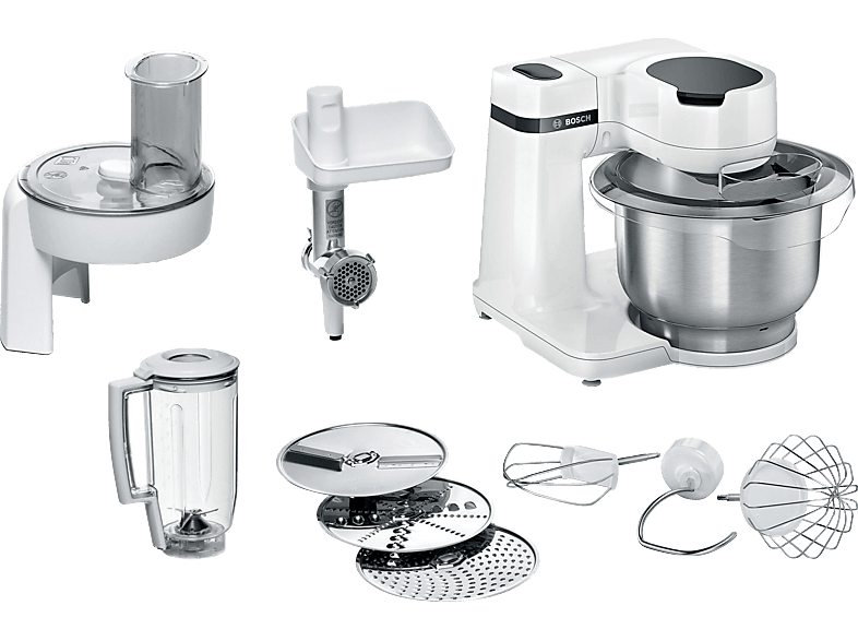 BOSCH MUMS2EW30 Küchenmaschine Weiß (Rührschüsselkapazität: 3,8 l, 700 Watt)