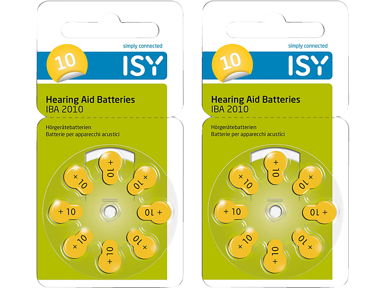 ISY IBA-2010 Typ 10 Hörgerätebatterien, Zink-Luft Knopfzellen, 1.45 Volt 16 Stück