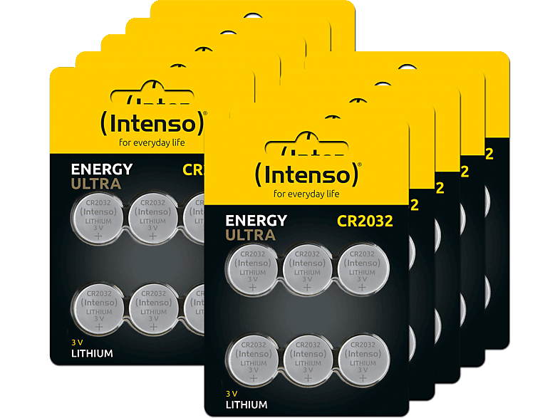 INTENSO CR2032 Knopfzelle Batterie, Lithium / Manganese Dioxide (Li/MnO2), 3 Volt, 220 mAh 60 Stück