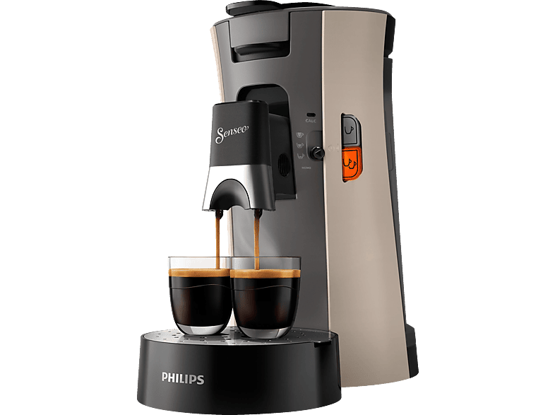 PHILIPS SENSEO® CSA240/30 Select mit Kaffeestärkewahl und Memo-Funktion, 0.9L Wassertank, Padmaschine, Beige/Kaschmirgrau