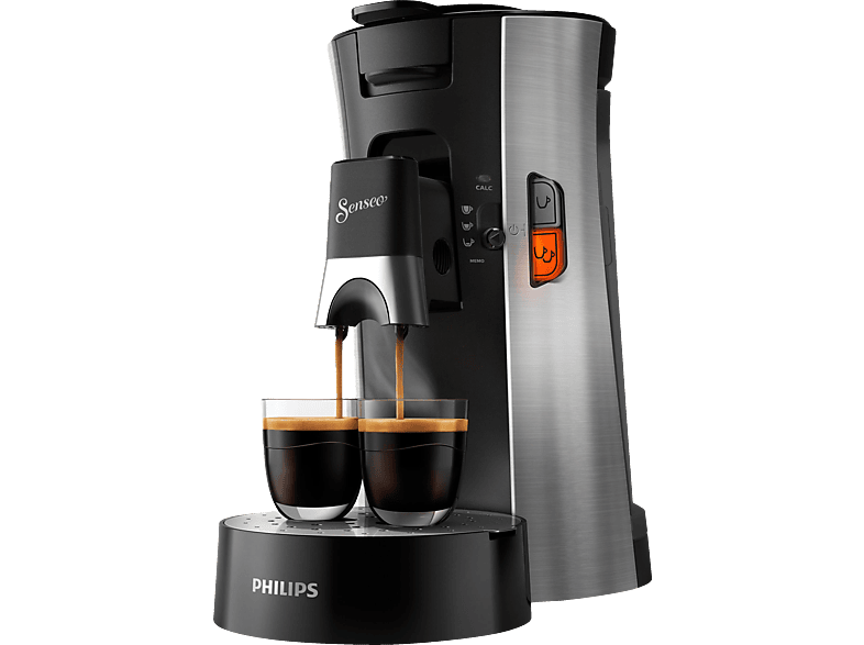 PHILIPS SENSEO® CSA250/10 Select mit Kaffeestärkewahl und Memo-Funktion, 0.9L Wassertank, Padmaschine, Metall