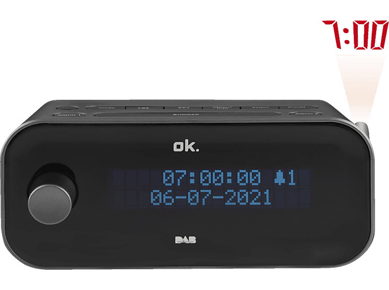 OK. OCR 170 PR DAB+ Radiowecker, DAB+, FM, Bluetooth, Schwarz