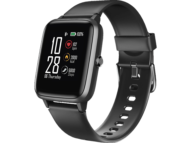 HAMA Fit Watch 5910 Smartwatch Edelstahl Kunststoff, 255 mm (Länge insgesamt), Schwarz