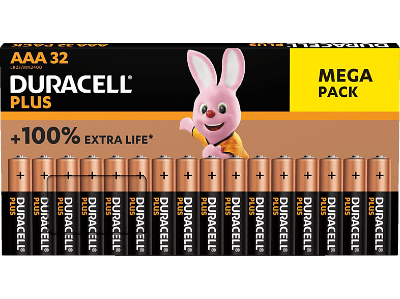 DURACELL Plus AAA, 32er Pack, AAA Batterie, Alkaline, 1.5 Volt