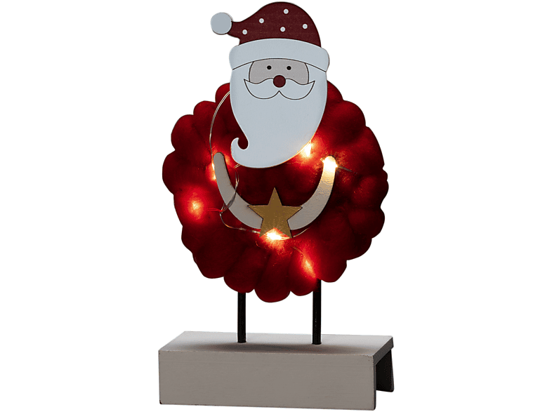KONSTSMIDE LED "Santa mit Baumwolle" Holzsilhouette, Rot, Warm-Weiß