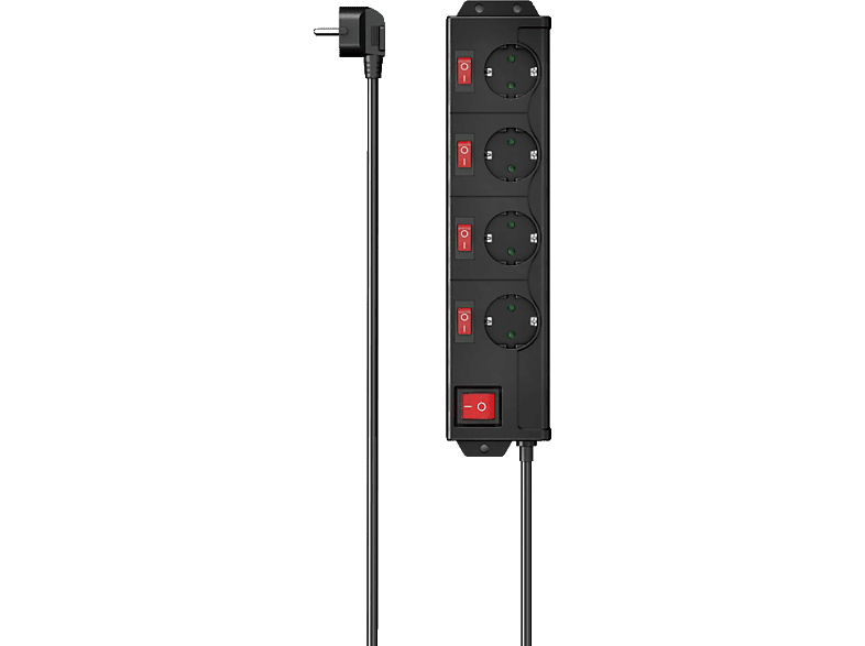 HAMA 4-fach Steckdosenleiste mit Schaltern, 1,4 m