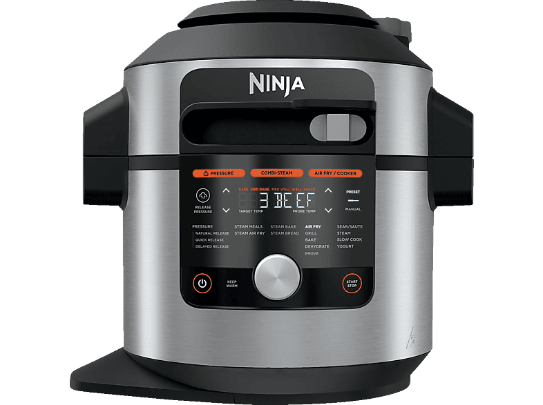 NINJA OL750EU Foodi 14-in-1 SmartLid Multikocher Stainless Steel/Black (Rührschüsselkapazität: 7,5 Liter, 1760 Watt)