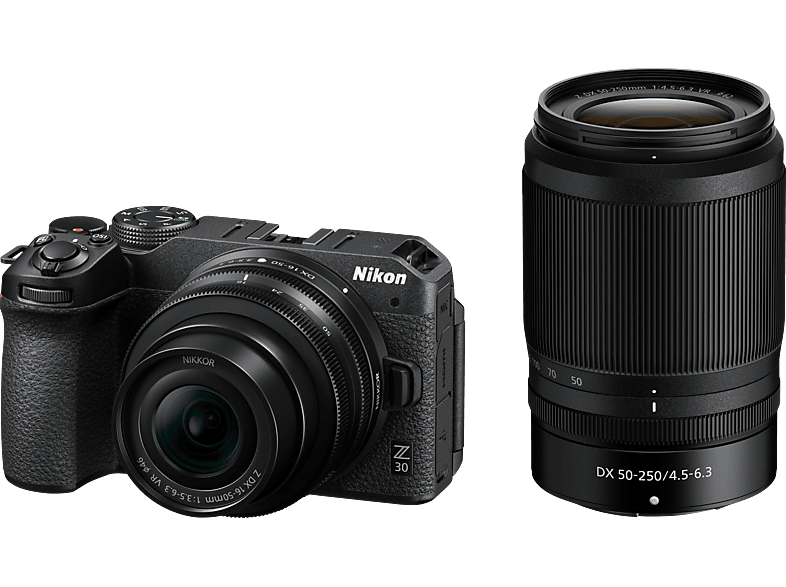 NIKON Nikon Z30 Kit Systemkamera mit Objektiv 16-50 mm, 55-250 mm , 7,5 cm Display Touchscreen, WLAN