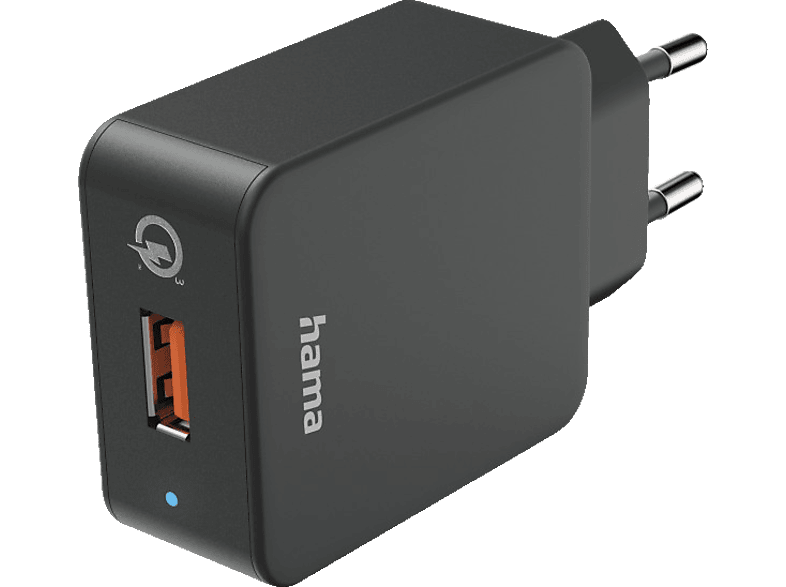 HAMA USB-A Qualcomm® Quick Charge™ 3.0 Schnellladegerät Universal, 3.6 - 12 Volt 19.5 Watt, Schwarz