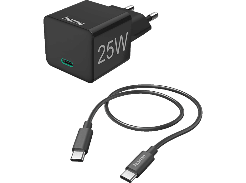 HAMA USB-C, PD/QC Ladeset Universal, 3.3 - 11 Volt 25 Watt, Schwarz