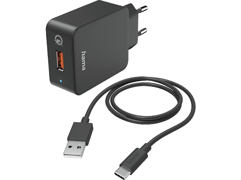 HAMA USB-C Qualcomm® Quick Charge™ 3.0 Ladegerät Universal, 3.6 - 12 Volt 19.5 Watt, Schwarz