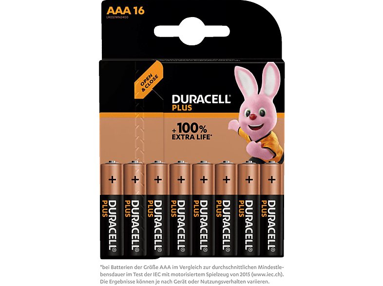 DURACELL PLUS AAA (Alkaline) Batterie 16 Stück