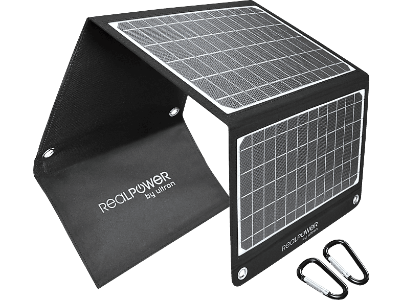 REALPOWER P-22 E Mobiles Solarpanel universal, 5-12 Volt 22.5 W, Black