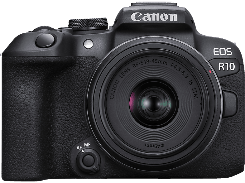 CANON EOS R10 Kit + RF-S 18-45mm STM Systemkamera mit Objektiv 18 - 45 mm, 7,5 cm Display Touchscreen, WLAN