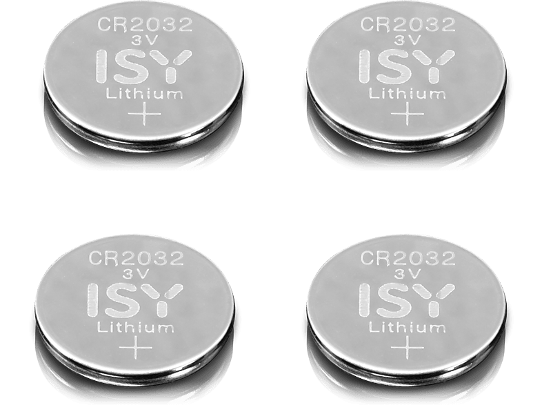 ISY IBA-2032-1 Lithium-Knopfzelle CR2032 3V Knopfzelle, 3 Volt 4 Stück