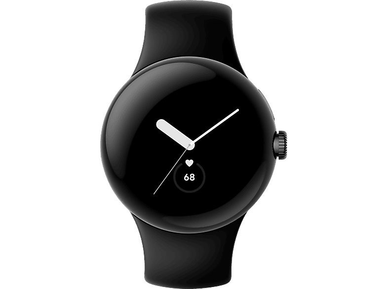 GOOGLE Pixel Watch Wi-Fi Smartwatch Edelstahl Fluorkautschuk, 130–210 mm, Matte Black/Obsidian