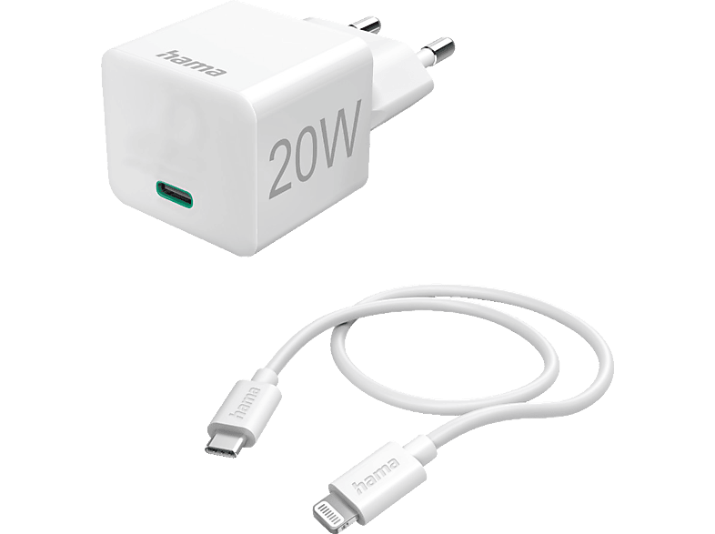 HAMA PD Lightning Ladegerät Apple, 5-12 Volt 20 Watt, Weiß