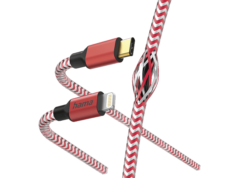 HAMA Reflective, USB-C auf Lightning, Ladekabel, 1,5 m, Rot
